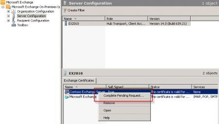 Configure an SSL Certificate for Exchange Server 2010