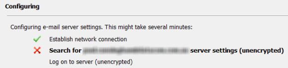 An Encrypted Connection to Your Mail Server is Not Available