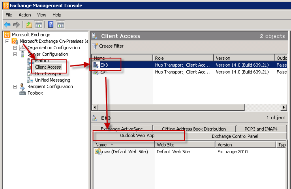 Exchange Server 2010 Outlook Web App Authentication Settings