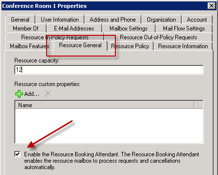 Enable Room Booking Attendant on Exchange Server 2010 Room Mailboxes