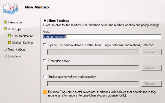 Choose an Alias and Configure Optional Settings if required