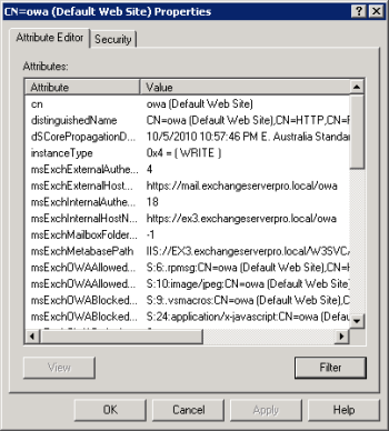 Exchange 2010 Client Access server settings stored in Active Directory