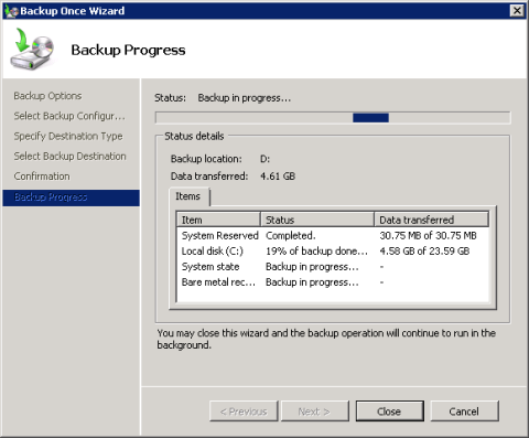 Exchange 2010 Client Access server full system backup
