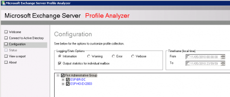 Configure the Exchange Profile Analyzer Scan Options Configure the Exchange Profile Analyzer Scan Options