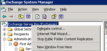 Starting the Delegate Control Wizard in Exchange System Manager