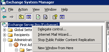 Starting the Delegate Control Wizard in Exchange System Manager Starting the Delegate Control Wizard in Exchange System Manager