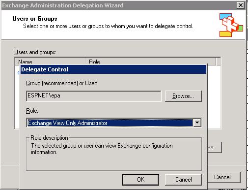 Add a user account as an Exchange View Only Administrator