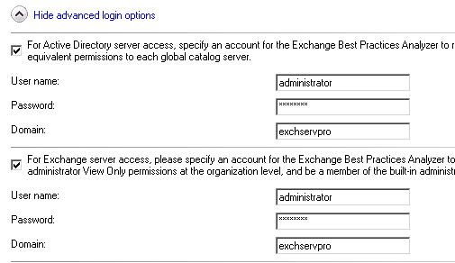 Enter administrative credentials to connect to Active Directory and Exchange Enter administrative credentials to connect to Active Directory and Exchange