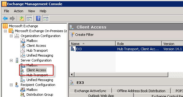 Choose the Exchange Server 2010 Client Access Server to configure for Outlook Anywhere