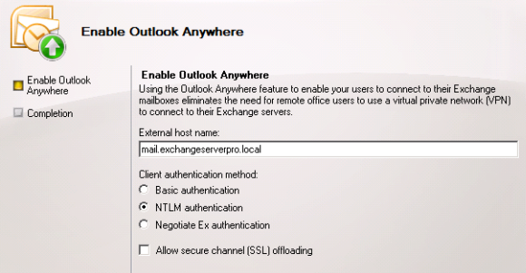 Configure Outlook Anywhere for Exchange Server 2010