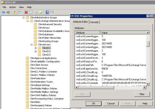 Exchange 2010 Mailbox Server settings in Active Directory