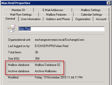 Exchange Server 2010 Archive Mailbox Database attribute