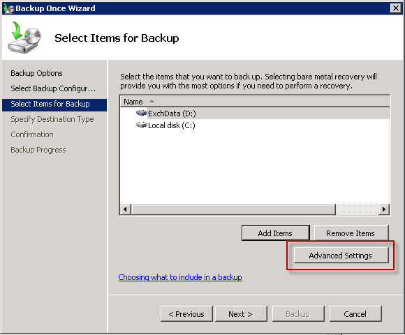 Before starting the Exchange 2010 mailbox database backup some advanced settings are needed