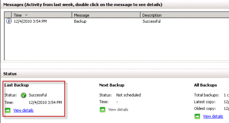 Exchange 2010 Mailbox Database backup result