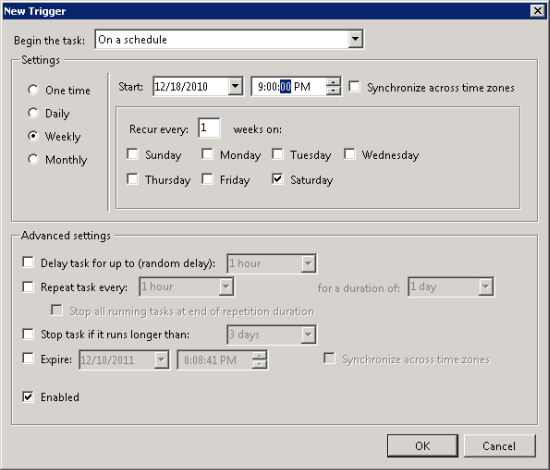 Create a schedule for the backup job Create a schedule for the backup job
