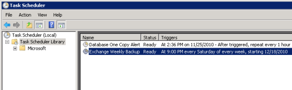 Exchange backup job in Task Scheduler Exchange backup job in Task Scheduler