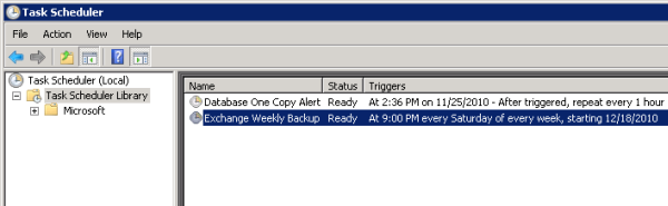 Exchange backup job in Task Scheduler