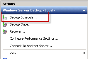 Creating a scheduled backup in Windows Server Backup Creating a scheduled backup in Windows Server Backup