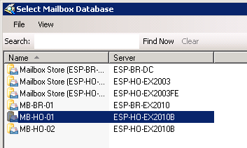 Choose the target mailbox database