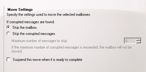 Configure the settings for the mailbox move requests