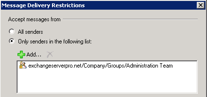 How to Restrict a Distribution List in Exchange Server 2010