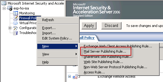 Publishing Exchange 2010 POP3 with ISA Server 2006