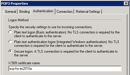 Exchange Server 2010 POP3: Securing POP3 Client Remote Access