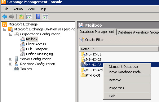 How to Move an Exchange 2010 Database to a Different Folder