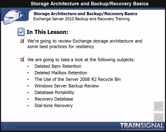 Review: Exchange Server 2010 Backup and Recovery Training
