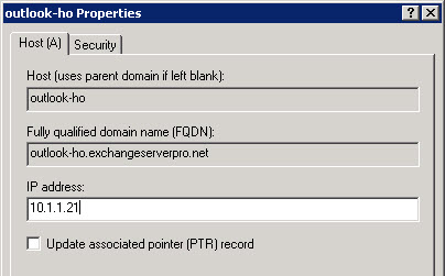 DNS A record for the Exchange 2010 CAS Array