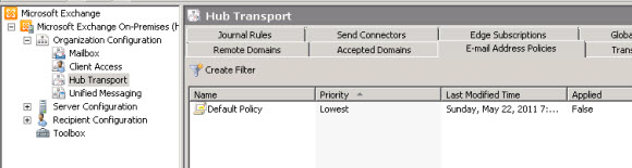 Exchange 2010's default email address policy