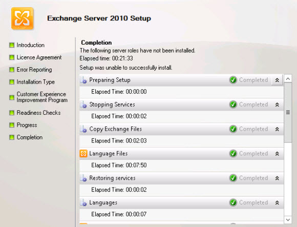 Exchange 2010 pre-requisite check successful