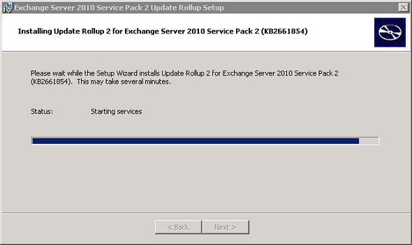 Services not starting after Exchange Server rollup installation