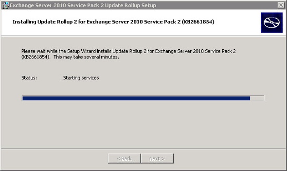 Services not starting after Exchange Server rollup installation Services not starting after Exchange Server rollup installation