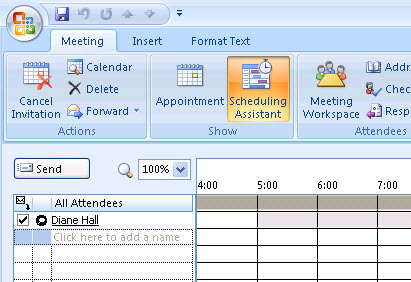 Meeting request sent by the delegate as the meeting organizer