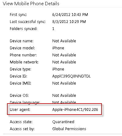 Creating ActiveSync Device Access Rules Based on User Agent in Exchange Server 2010