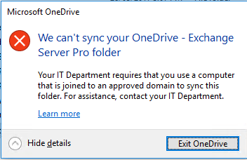 Restricting OneDrive Sync to Domain Joined PCs