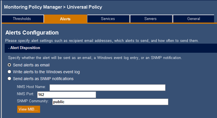 Mailscape 365 alert configuration