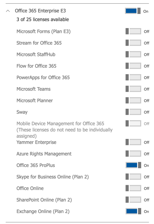 Disabling Office 365 license features