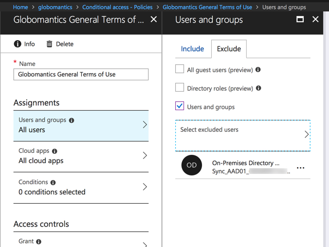 Azure Active Directory Terms of Use or Conditional Access Policies Can Break Directory Synchronization