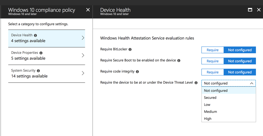 Integrating Windows Defender ATP Device Threat Levels with Intune Compliance Policies