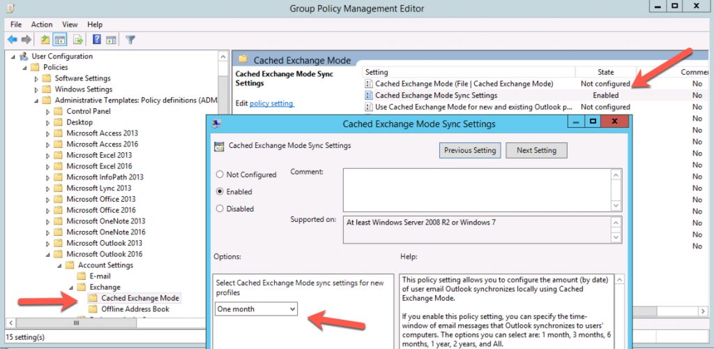 OST file size management using Group Policy