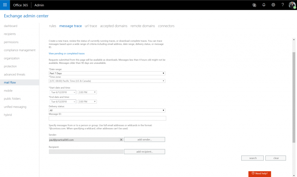 Improvements in Exchange Online Message Tracing