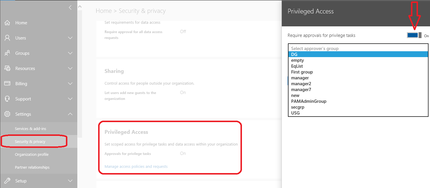 Priviliged Access Management in Office 365 Screenshot