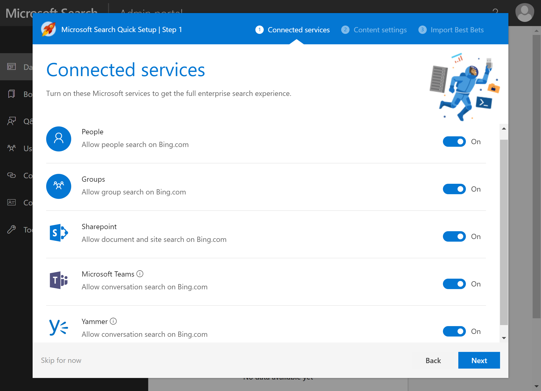 Figure 3: First run experience for Microsoft Search