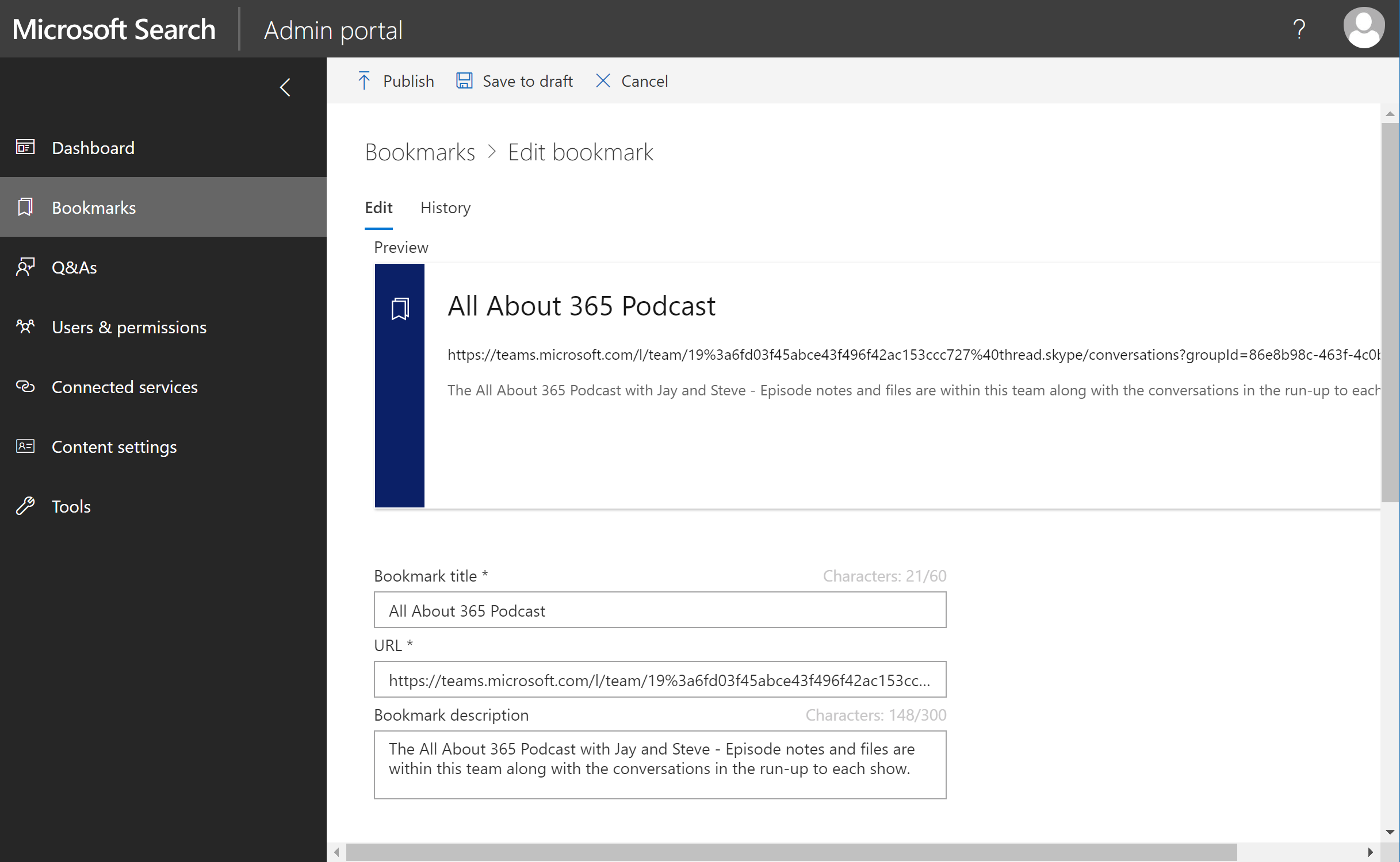 Figure 5: Creating a bookmark