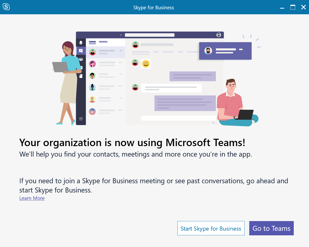 skype for business startup options