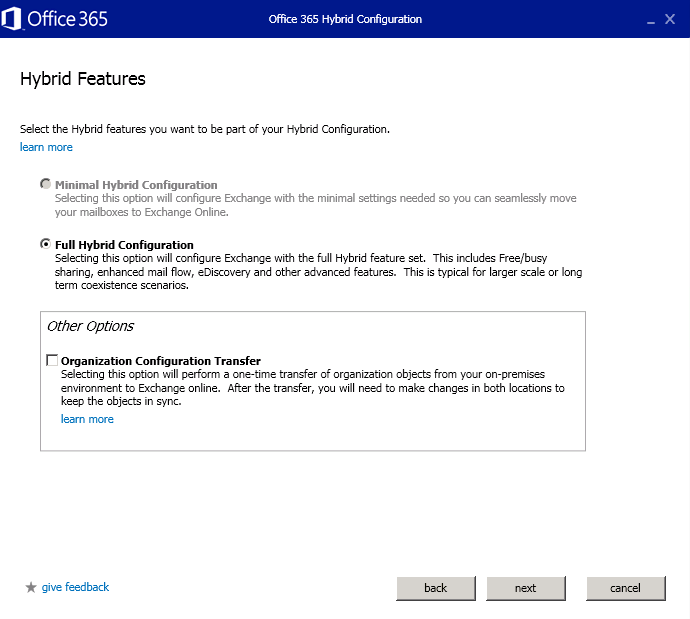 Consider carefully before enabling organisation configuration transfer