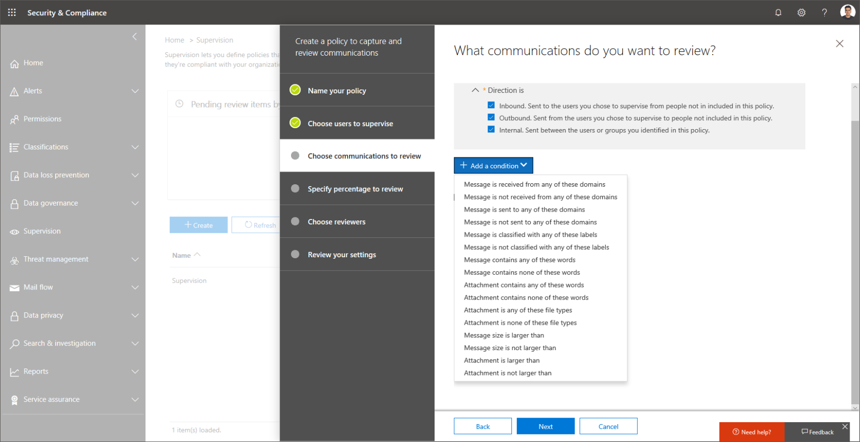 Office 365 Supervision Improvements