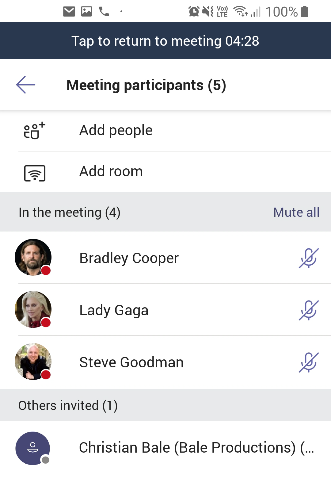 Teams attendees